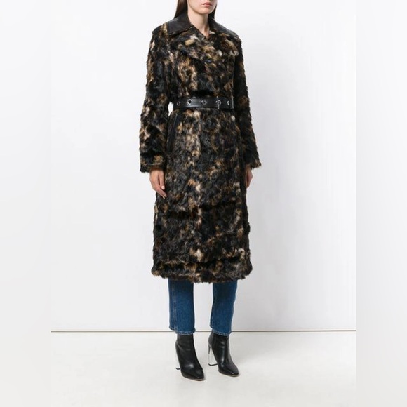 Helmut Lang Tortoise Jacquard Faux Fur Coat - Picture 7 of 11